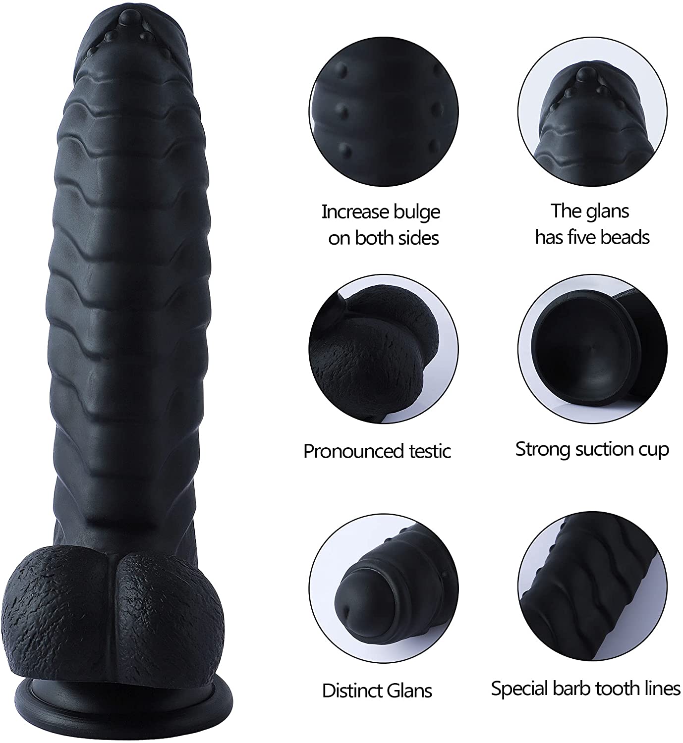 Women G-spot pleasure dildo with beads ( black ) - Lusty Age