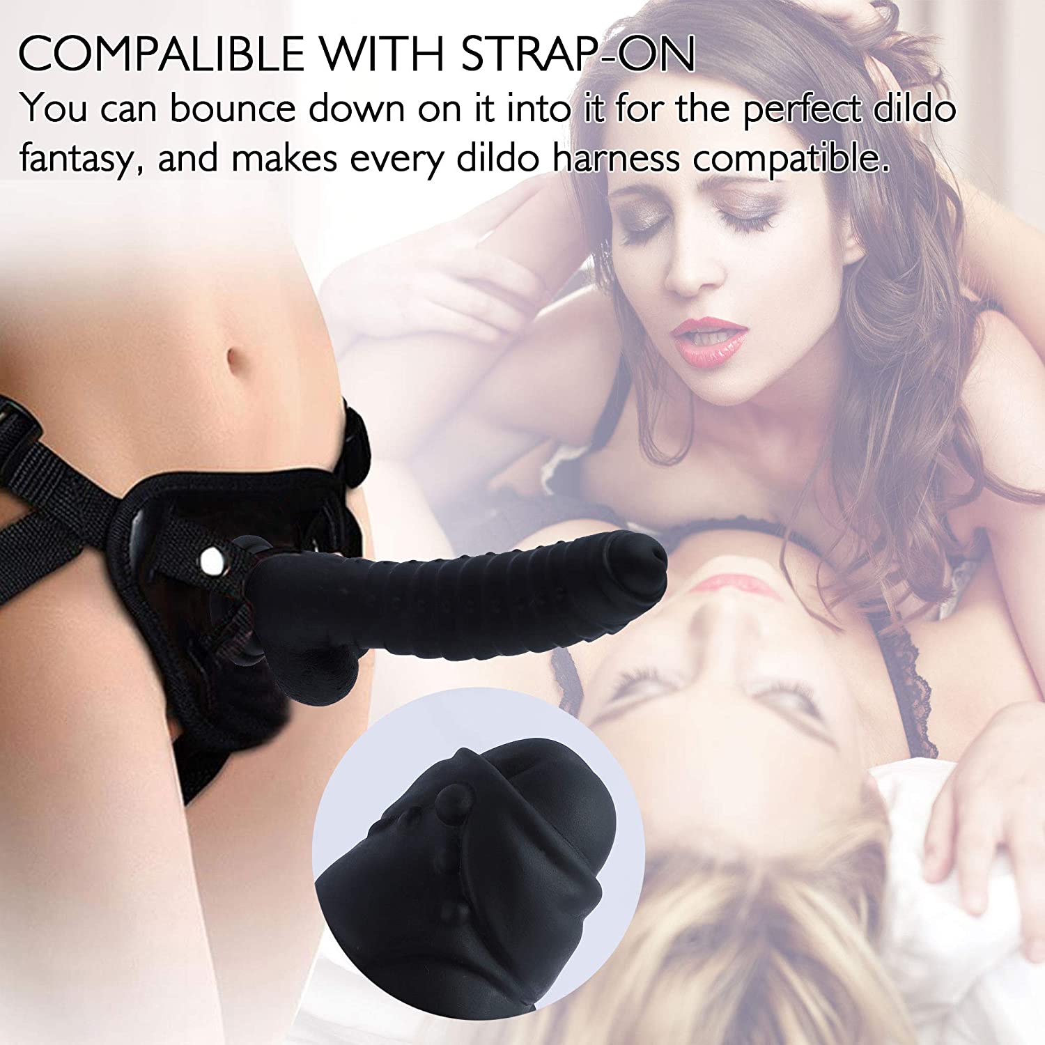 Women G-spot pleasure dildo with beads ( black ) - Lusty Age