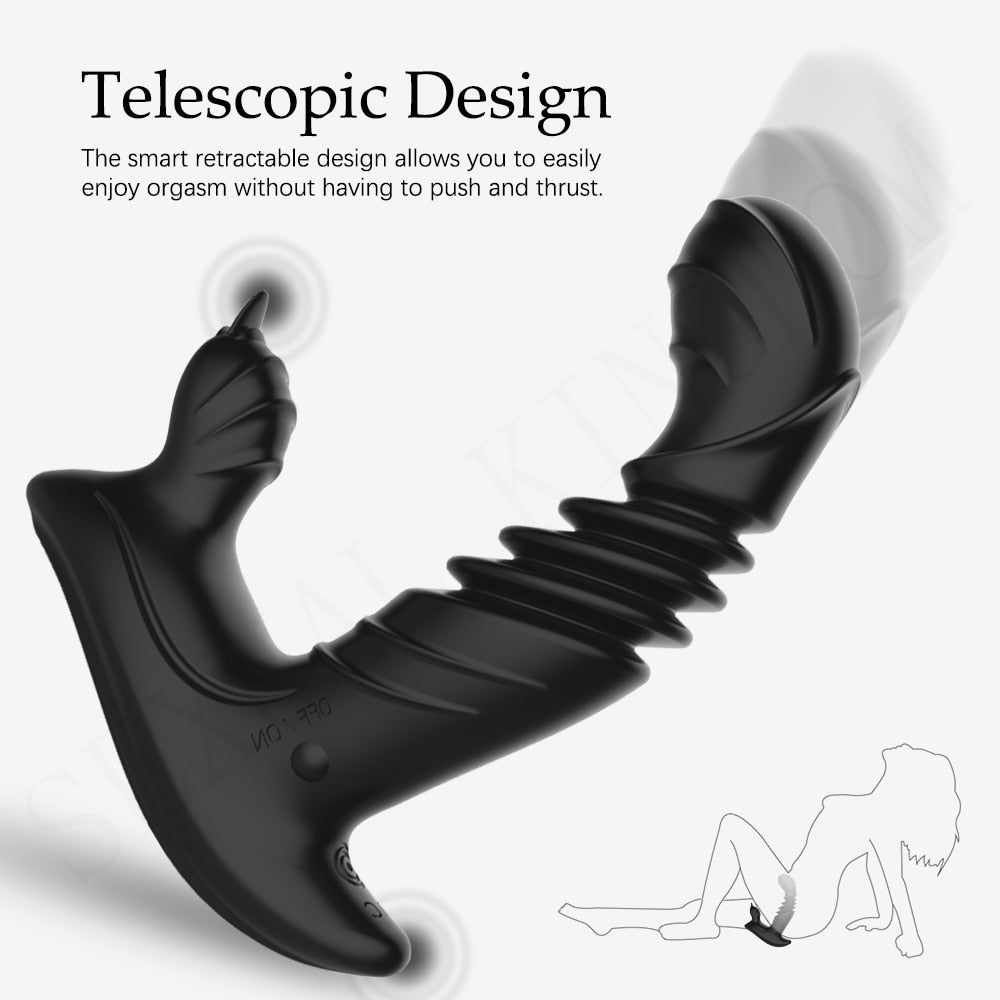 Tongue Licking Telescopic Prostate Massage Remote Control Anal Plug Vibrator - Lusty Age